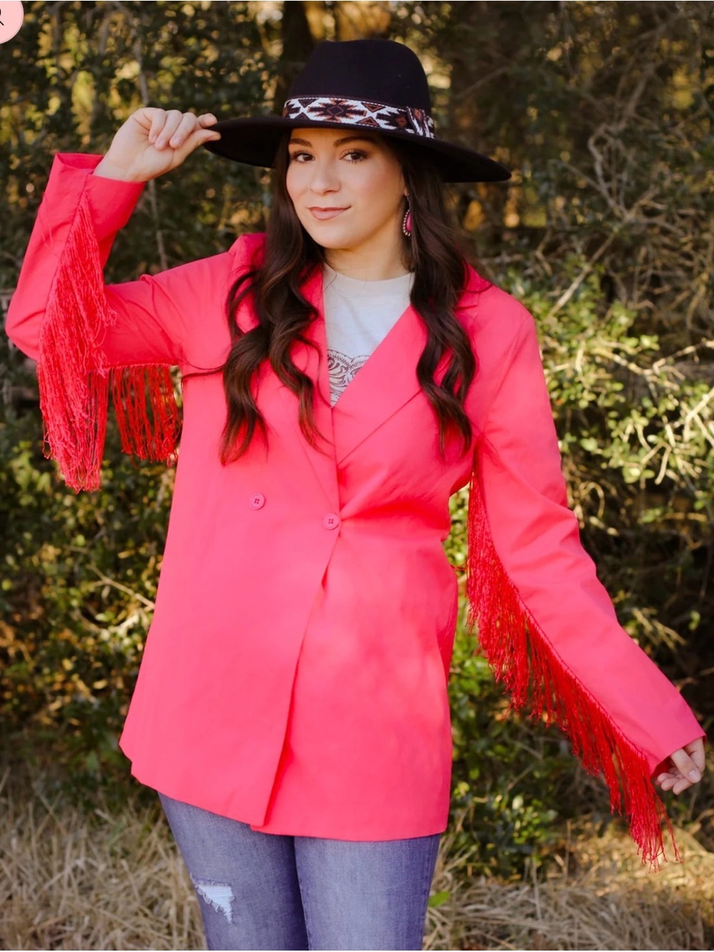 L&B Lucky & Blessed Rodeo Western Fringe Blazer Barbie Pink XL NWT